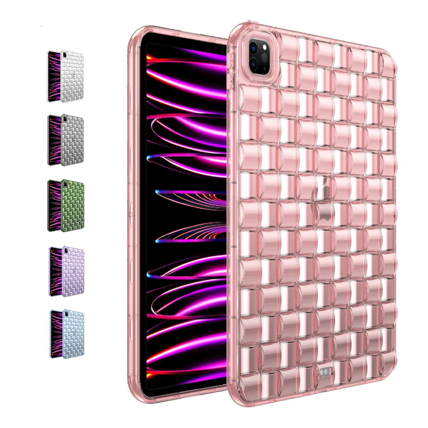 Estereoscópico transparente padrão de gelo tablet para ipad air 11 2024 m2 a2899 a2900 a2902 capa macia material tpu colorido