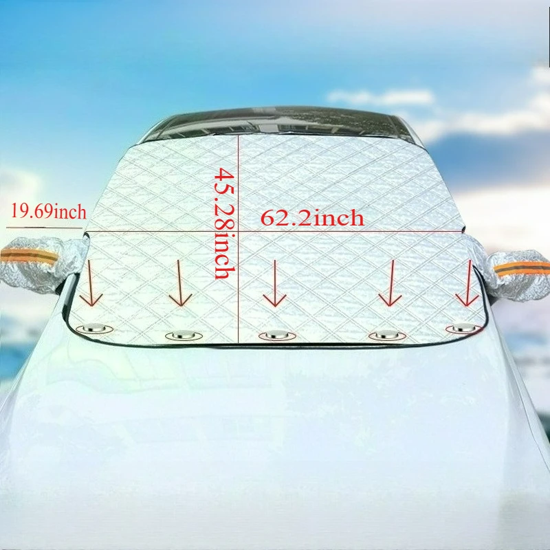 1 قطعة سيارة CMagnetic الشمس/درع الثلج ​ ​    غطاء الزجاج الأمامي للحماية من الأشعة فوق البنفسجية، نصف غطاء مضاد للخدش للعواصف