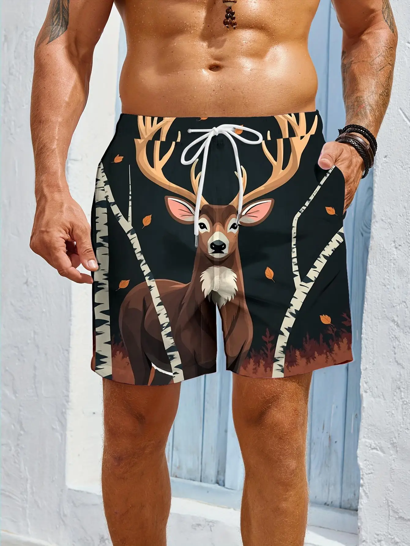 1pcs Men's Short swim trunks2026 Summer 3D Printed Short sleeve Breathable pants for man running Polyester Quick drying