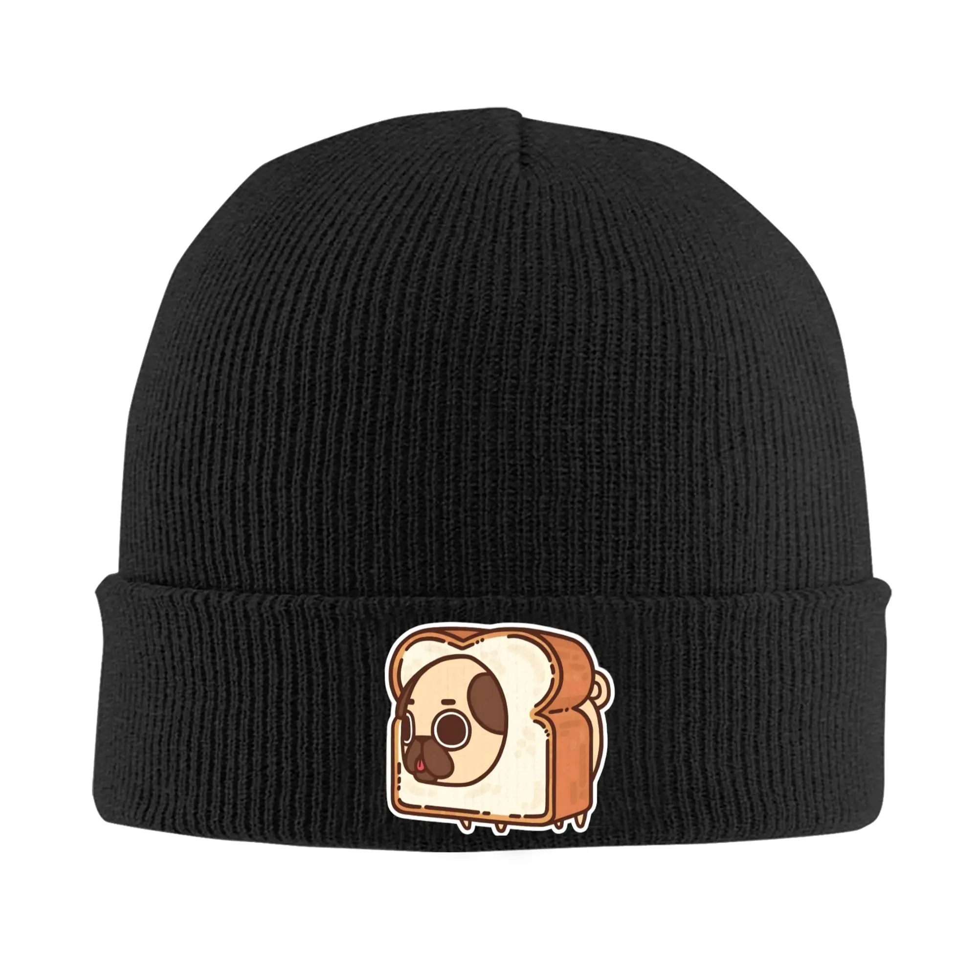 Puglie Pug Bacon Strip dog Knitted Caps for Women Men Skullies Beanies Autumn Winter Hat Acrylic  Warm Melon Cap