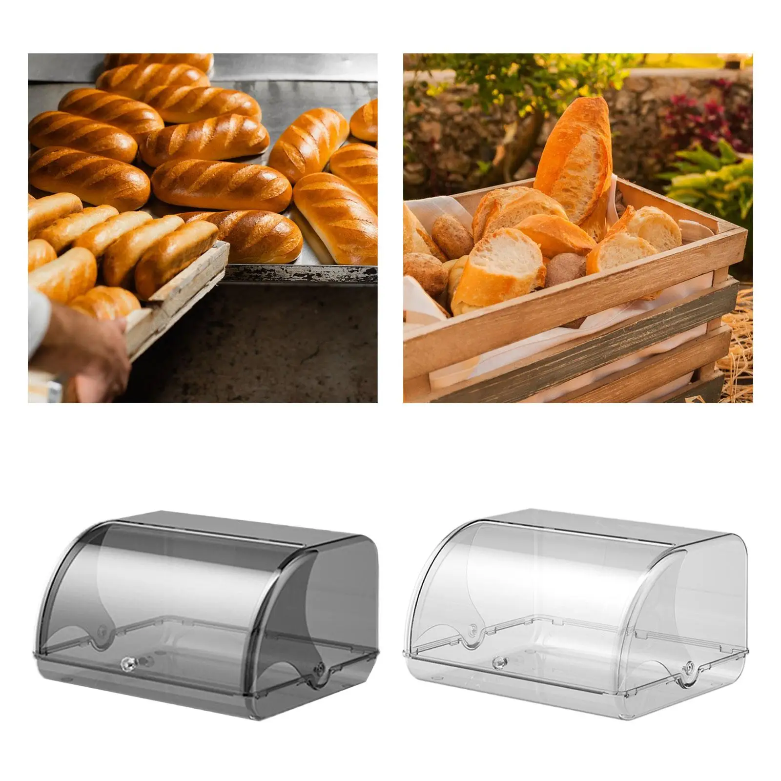 Soporte para contenedor de pan acrílico, organizador de almacenamiento de pan con tapa, caja de pan de alimentos de gran capacidad para despensa, artículos diversos y galletas