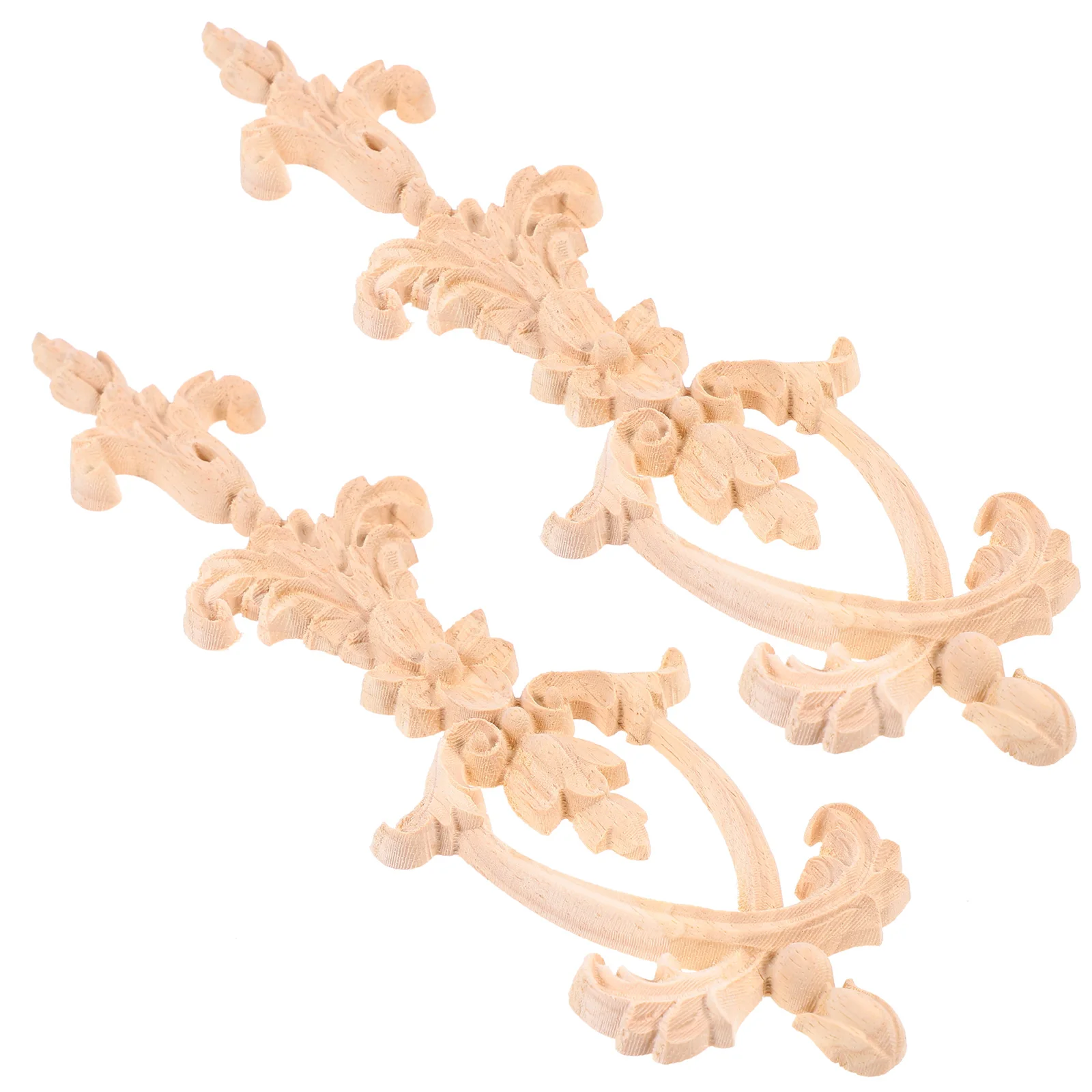 

2pcs Solid Wood Wardrobe Carving Furniture Decoration Home Wall Dresser Applique DIY Wooden Decals for Cabinets