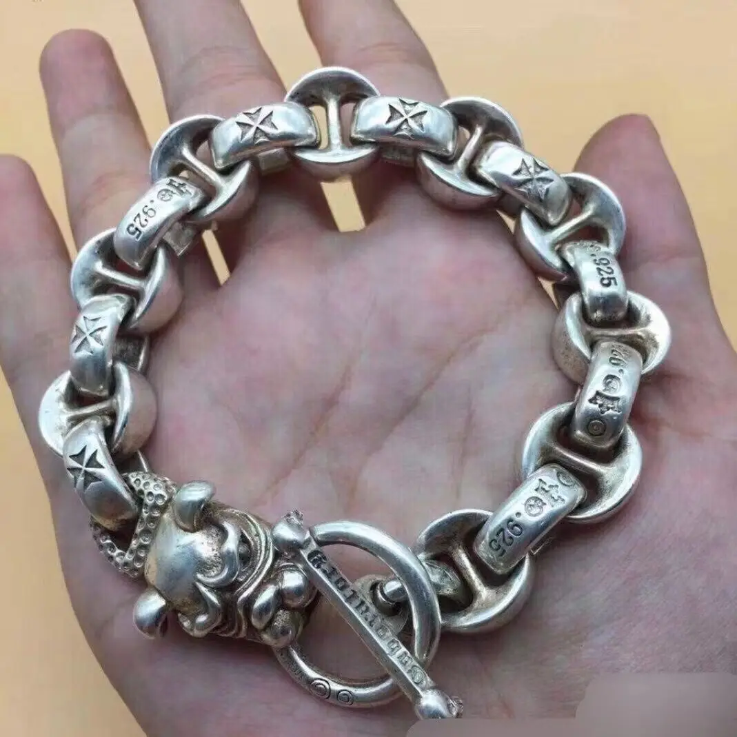 Asian chinese old miao silver hand cast statue bracelet jewel cool gift