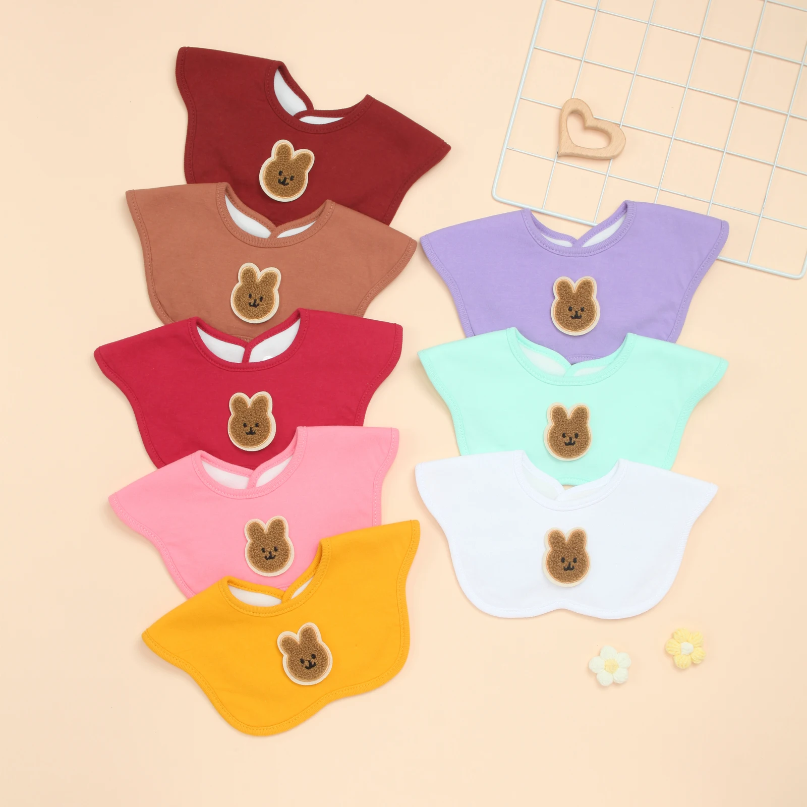 

Детские нагрудники с милым кроликом для мальчиков и девочек, очень мягкие и впитывающие слюнявчики, кормление (8 шт.)