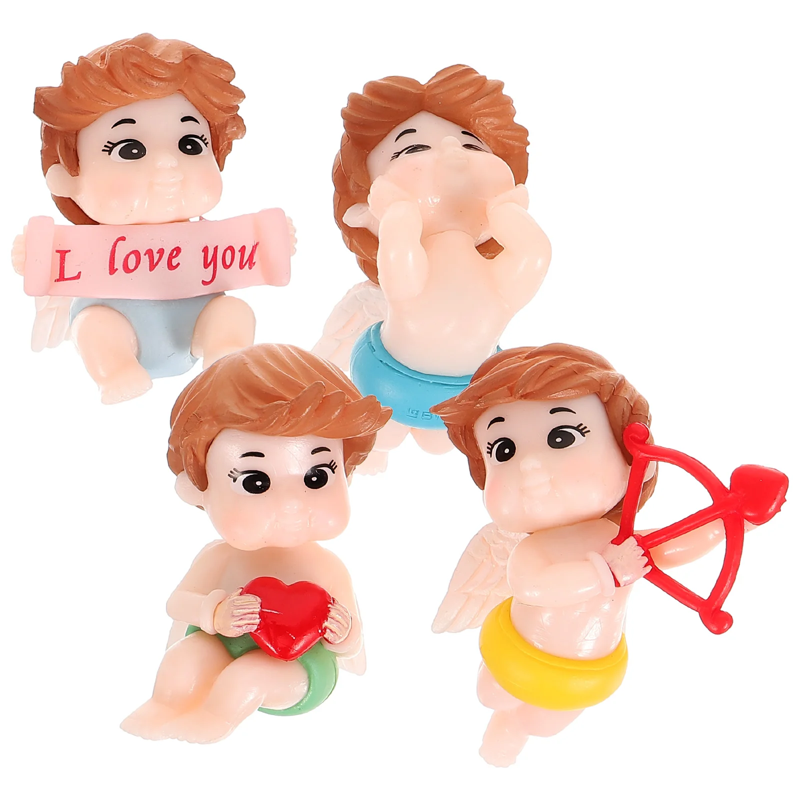 4 Pcs Small Cupid Couple Baby Outdoor Ornaments Figurine Resin Housewarming Gift