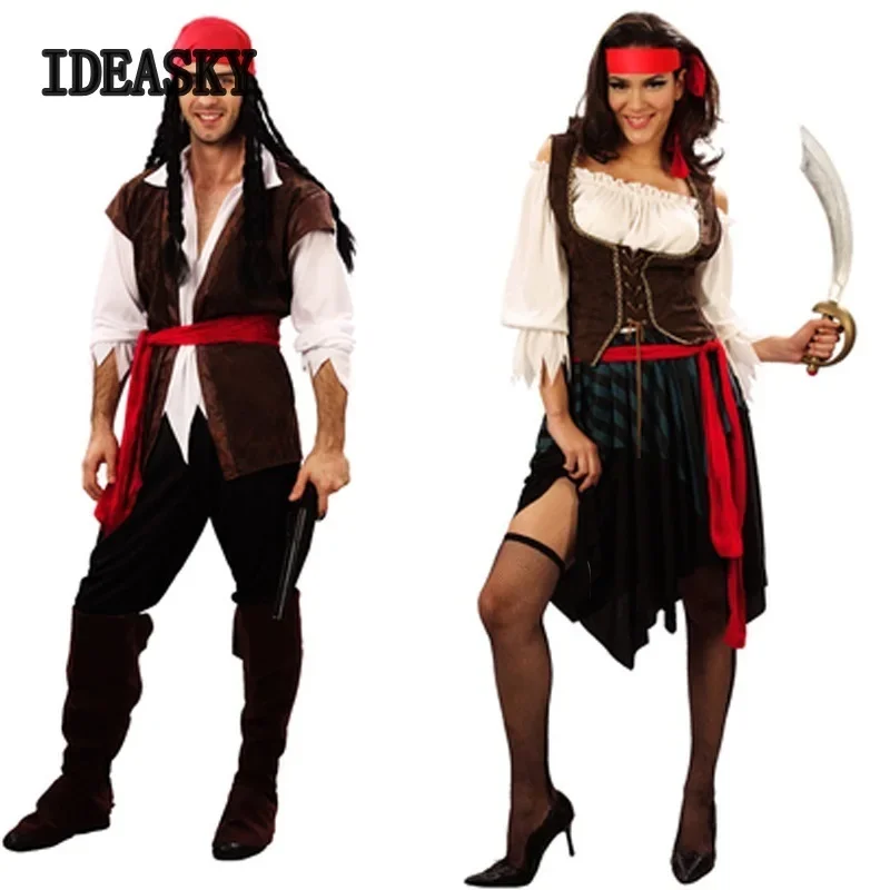 captain pirates caribbean Jack Sparrow Pirate fantasia Adult Cosplay Fancy Dress Carnival Halloween Cosplay Costume Women Men