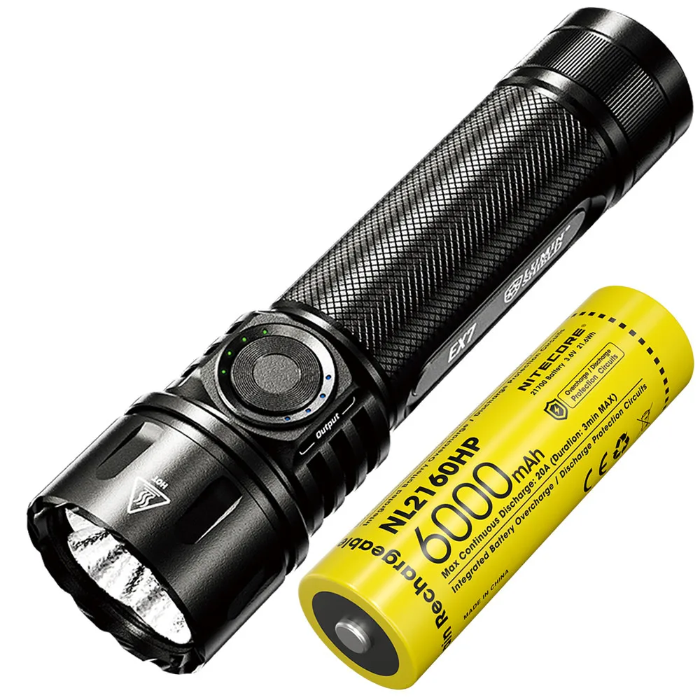 Wholesale Nitecore EX7 6000LM Variable Beam Pattern High Performance USB-C Rechargeable Flashlight with Or Without 21700 Battery