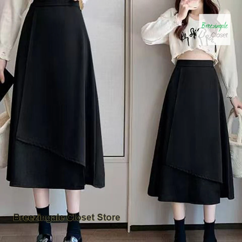 

Korean-style fashion pear-shaped irregular suit skirt female spring and autumn new temperament long high waist A-line skirt