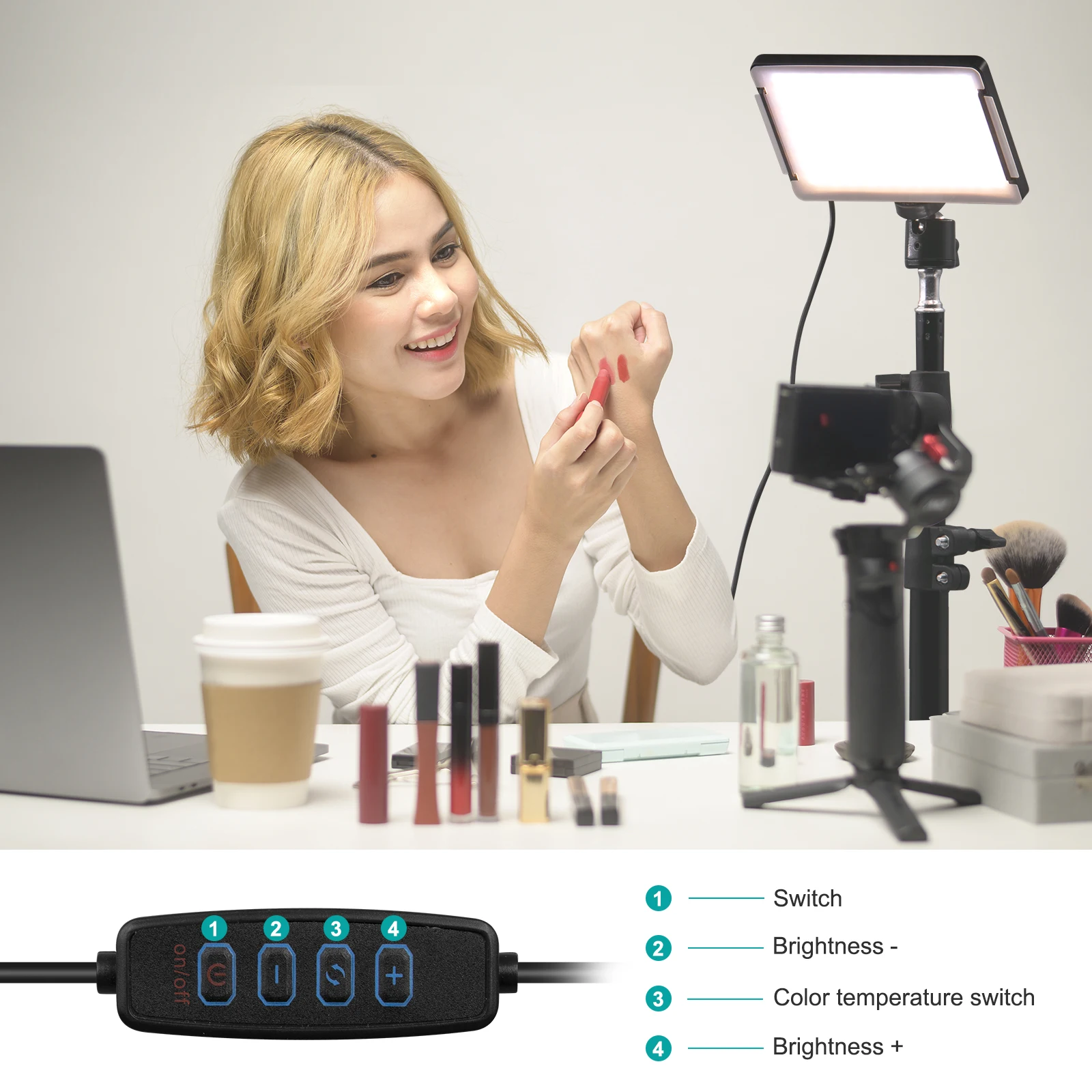 LED Video Light Dimmable Selfie Fill Lamp Bi Color Photography Lighting With Tripod Stand USB Panel Lamp Kit for Studio Shooting