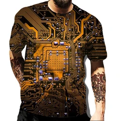 Circuit Board Electronic Chip 3D Print T-Shirts Streetwear Men Fashion Oversized O-Neck Short Sleeved T Shirt Tees Tops Clothing