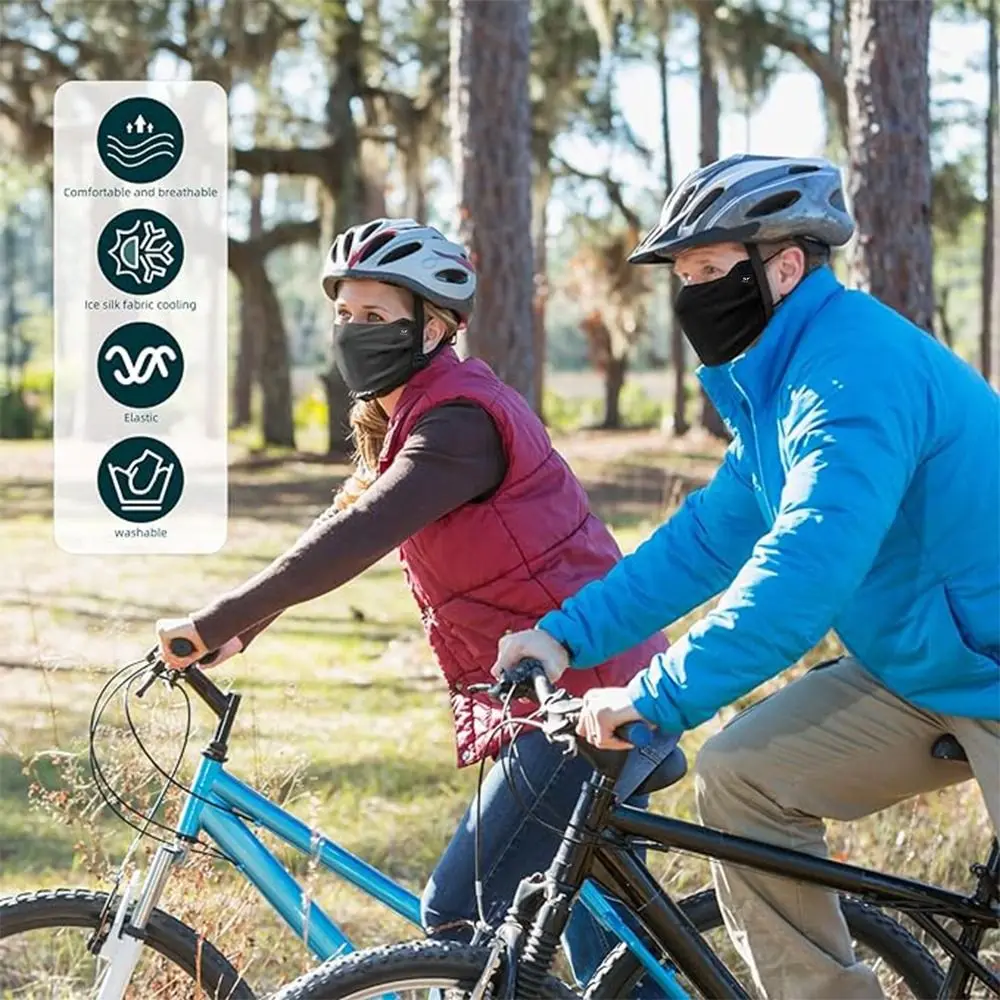 Nylon Face Cover Sun Protection Face Mask Washable Reusable UV Face Shield Solid Color Breathable Sunscreen Mask Running Riding