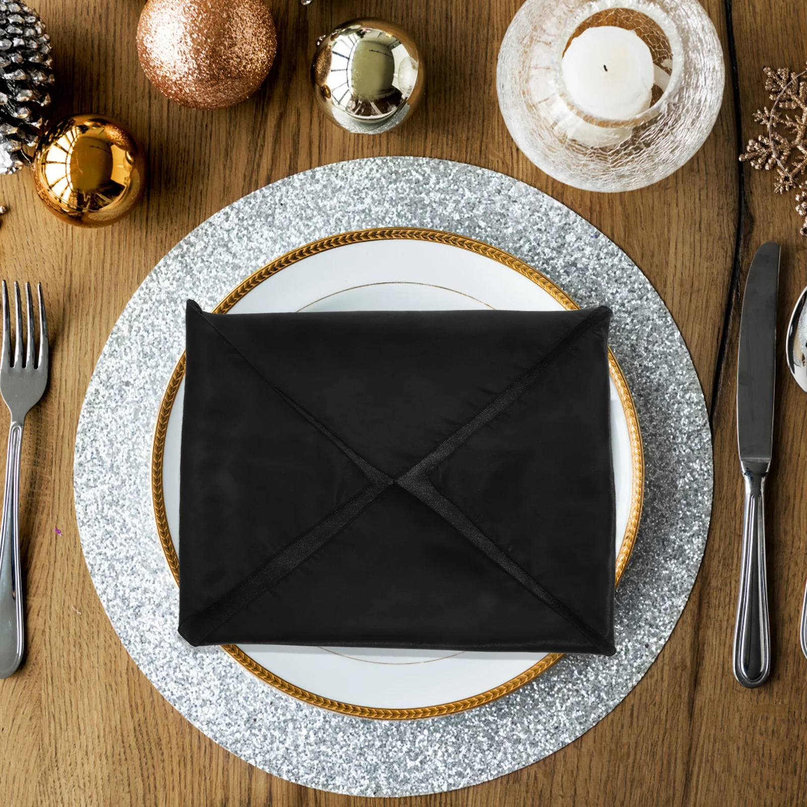 

5Pcs Washable Satin Dinner Napkins Soft Fabric Table Napkins Comfortable Wedding Party Festival Reusable Fabric Table Napkin