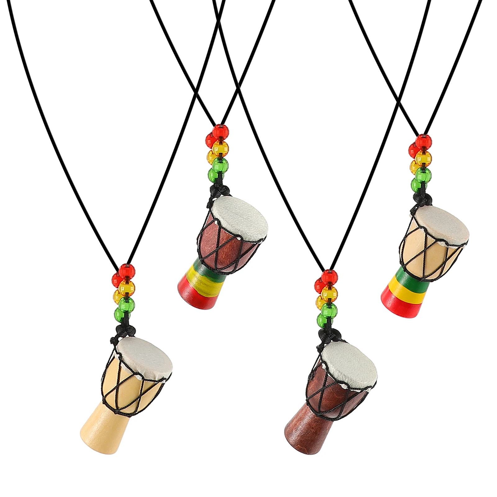 

4Pcs Mini Drum Necklaces Women Chokers Decorative Necklace Decorative Pendant Jewelry Set Beach Party Accessories