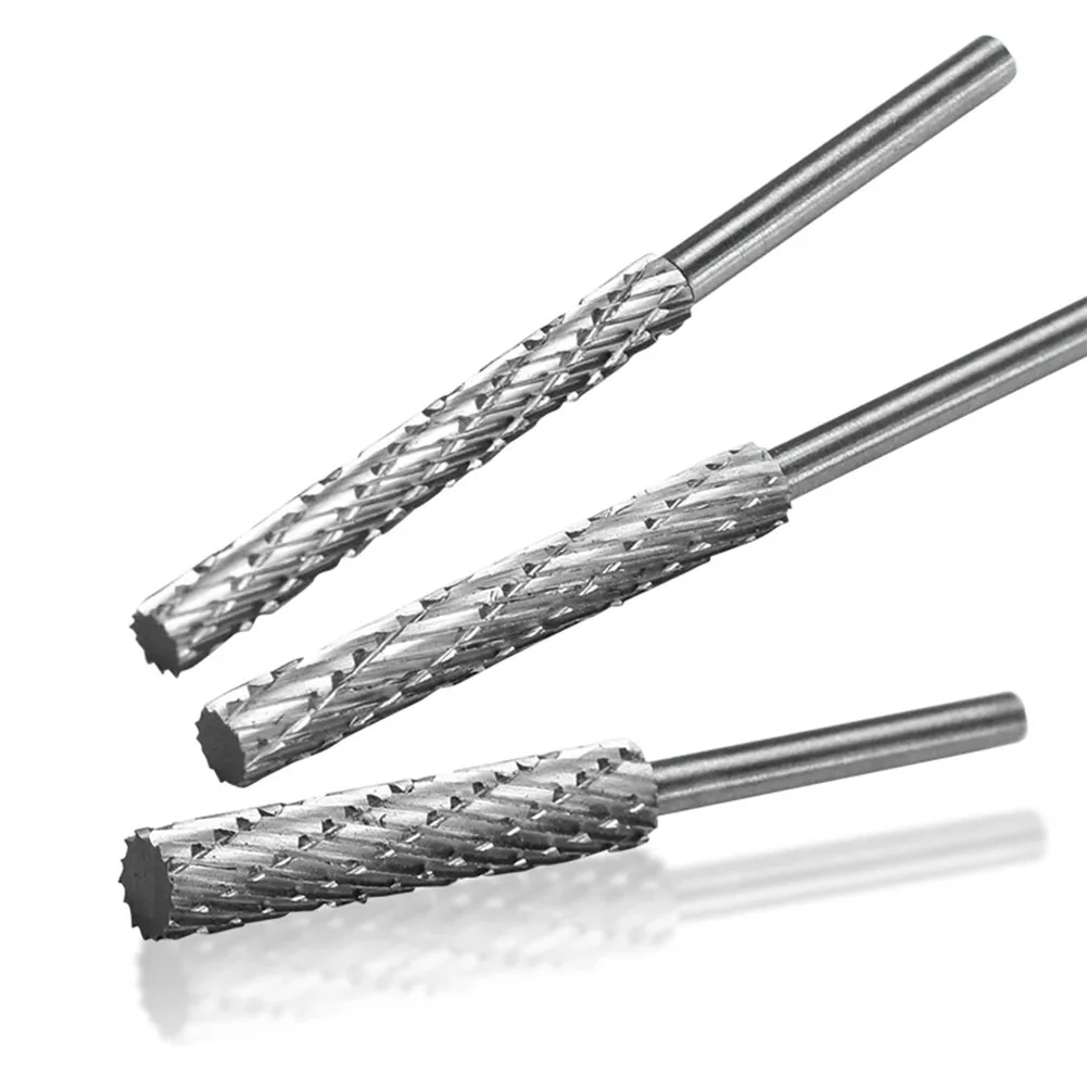 Cortador de rebarbas rotativo arquivo rotativo de aço de alta velocidade 3mm 4mm 5mm 6mm para dremel acessório fresa broca gravura bit