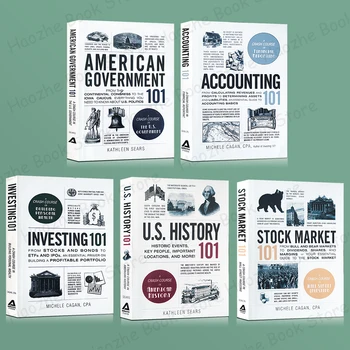 5권의 Adams 101 시리즈: 미국 역사 주식 시장 투자 회계 미국 정부 금융 영어 도서 단행본