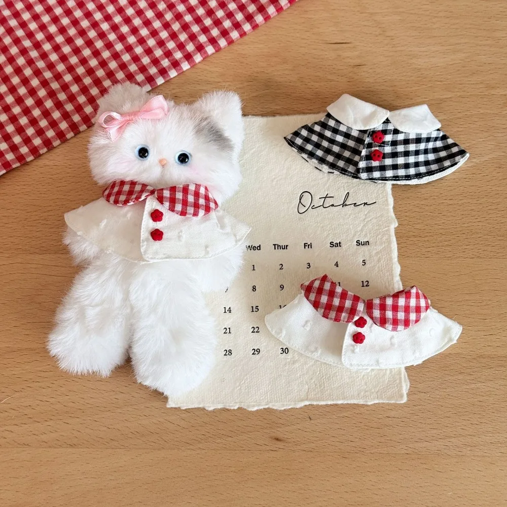 Macaron Outfit Doll Clothes Checkered Cotton Stuffed Doll Doll Cloak Coat Doll Dress Up Accessory for 10cm Doll
