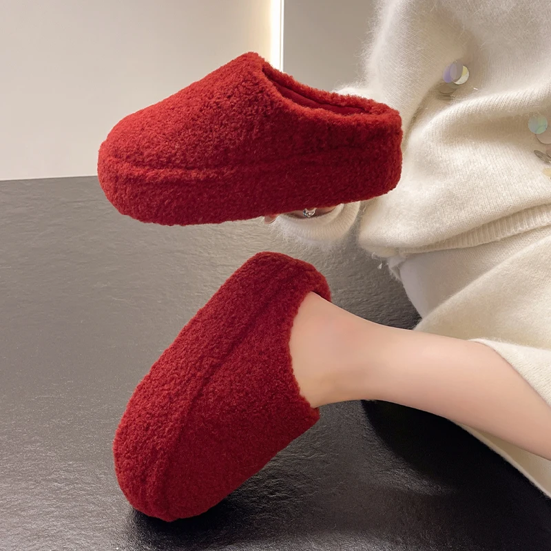 

Fur Women Cotton Slippers Flats Platform Mules Shoes Designer Warm Woman Snow Boots 2025 Fashion Short Plush Winter Boots Mujer