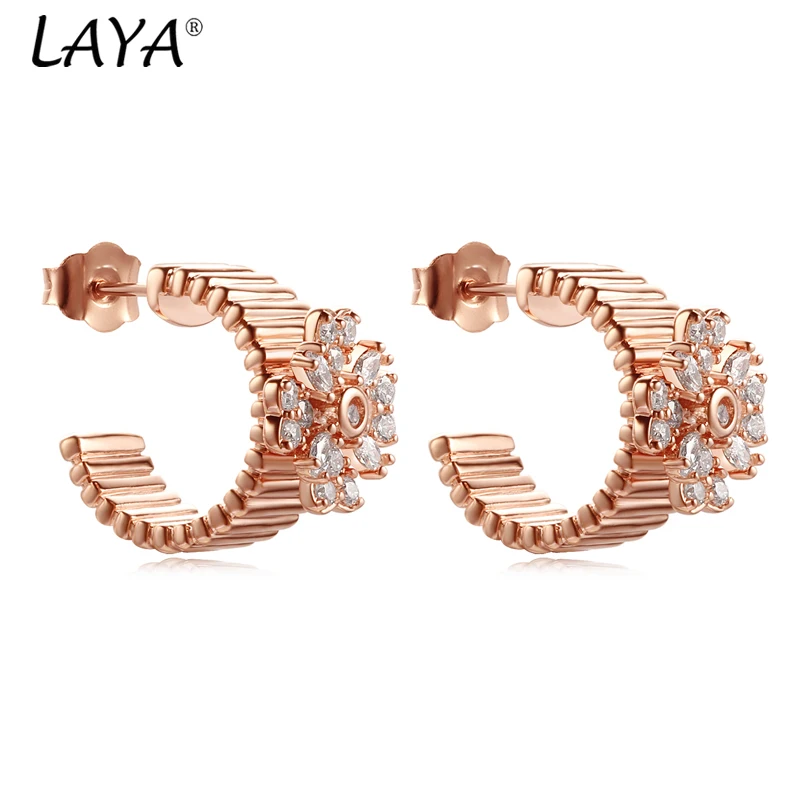 

2025 LAYA новые изогнутые серьги для женщин с блестящим цирконом, настоящее серебро 925 пробы, праздничные подарочные серьги, минималистичные ювелирные изделия