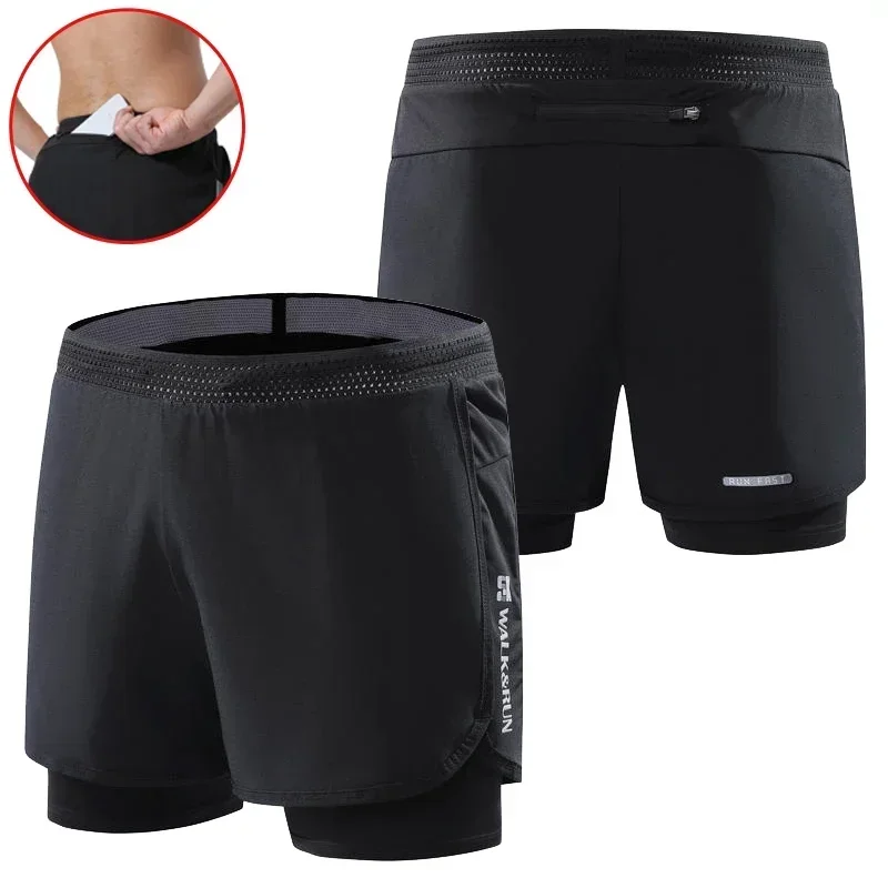 Men 2 in 1 Ice Silk Pants Compression Shorts Beach Short Pants Fitness Yoga Sweatpants Outdoors Jogging Bottoms Training Shorts