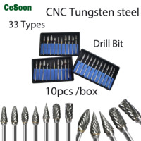 10pcs/Box Tungsten Steel Grinding Head Drill Bit Carbide Burrs Micro Rotary File Cleaning Diamond Polishing Dentistry Technician