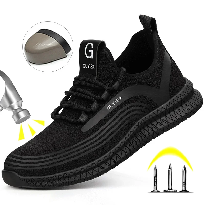 

Safety Shoes Men with Steel Toe Cap Anti-smash Men Work Shoes Sneakers Light Puncture-Proof Indestructible Shoes Dropshipping