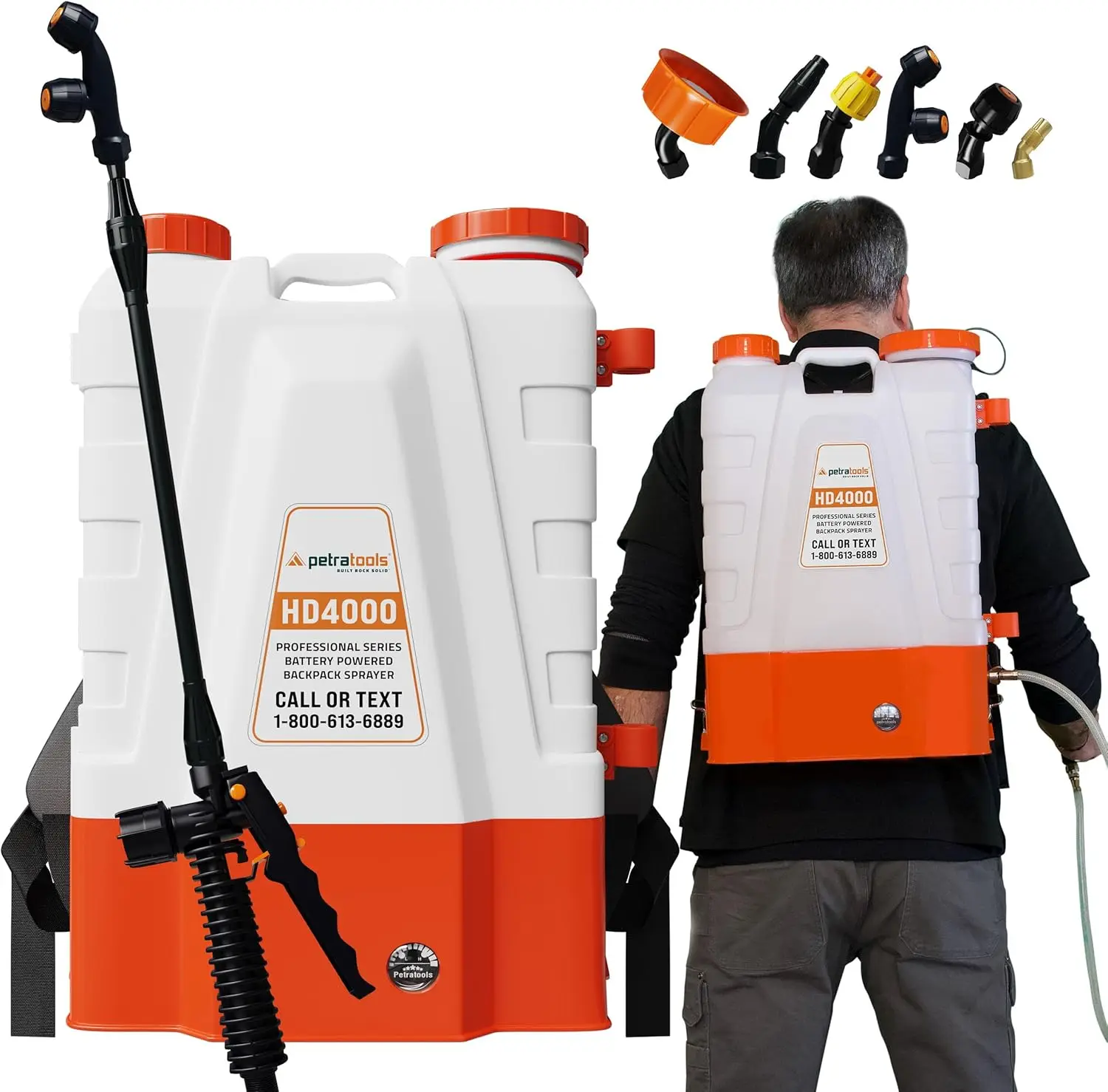 Powered Backpack Sprayer 4 Gallon - 6 Hours Long Battery Life & Padded Straps for Comfort - HD4000 Electric B