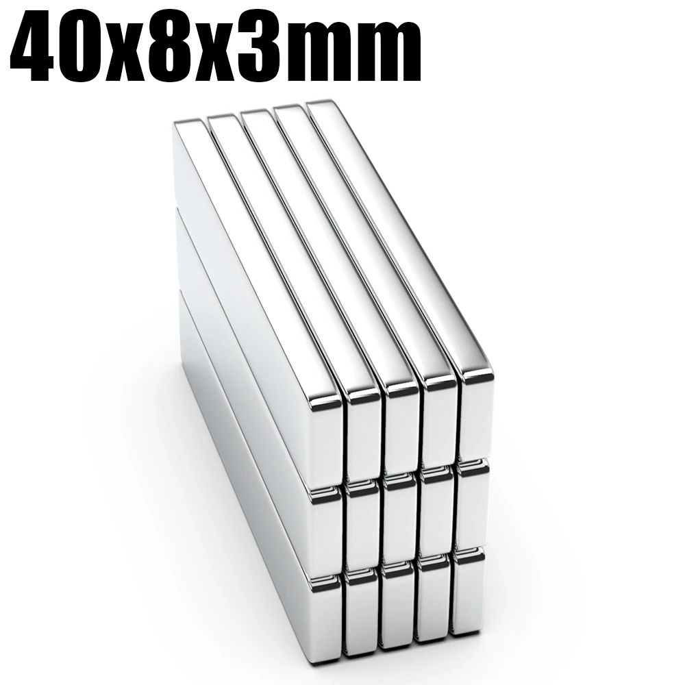 2/5/10/20Pcs N35 Neodymium Magnet 40mm X 8mm X 3mm NdFeB Block Super Powerful Strong Permanent Magnetic imanes 40*8*3