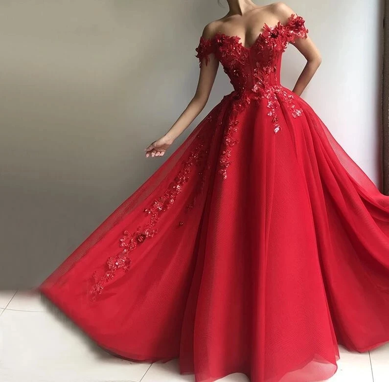 AGELSBRIDEP-vestidos de quinceañera con escote en forma de corazón, color rojo, 15 fiestas, sexys, con hombros descubiertos, flor 3D, tul, Cenicienta, cumpleaños, personalizado