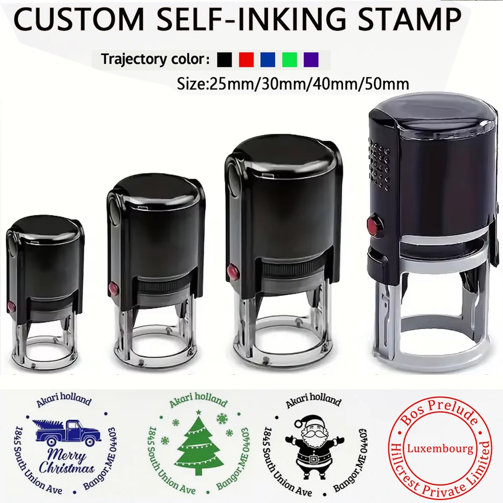 

Custom Self-Inking Stamp Personalized Logo Image/Text Address Stamp Custom Round Stamp for Signing Name Business,Address Stamp