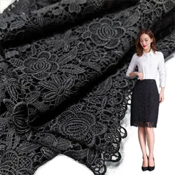 Black,Wedding  Lace Dress Fabric By The Yard,Milk Silk Hollow Embroidered,Sewing Material,Diy Clothing Accessories,Lace Fabric