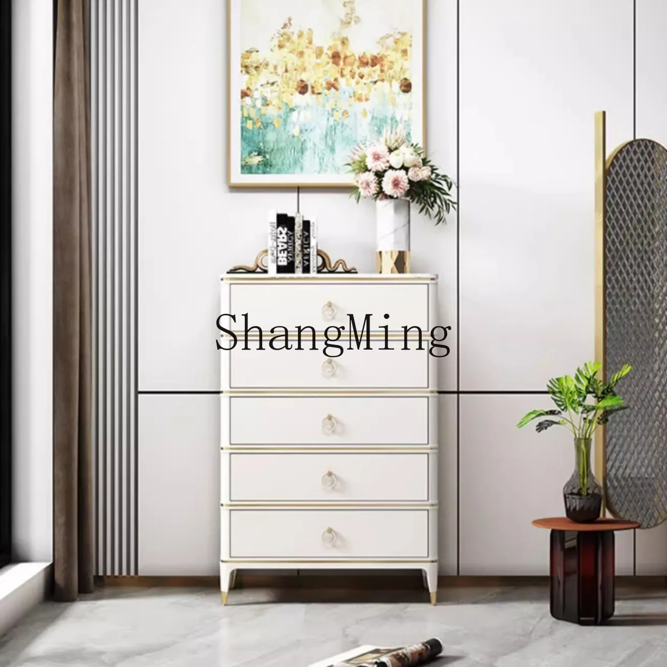 

CL light luxury chest of drawers living room marble storage drawer modern simple bedroom bucket cabinet storage cabinet