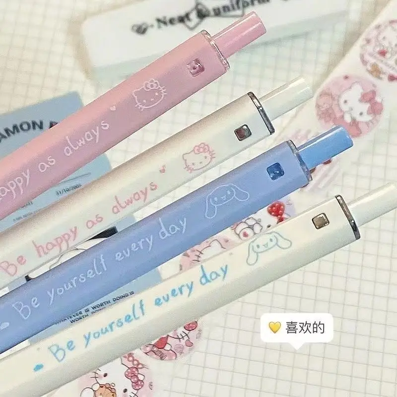 Kawaii Hello Kitty Cinnamoroll printed ink pen girls heart Sanrio high-looking students click gel pen creative gift wholesale