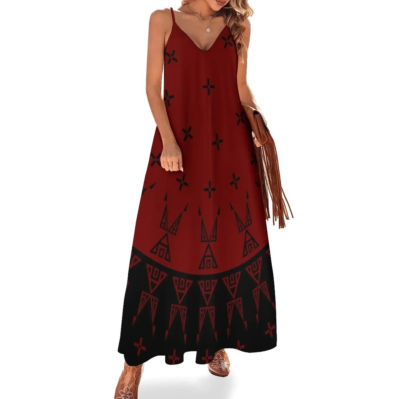 

Night Stars (Maroon) Sleeveless Dress summer dress women 2024 luxury dress for women 2024