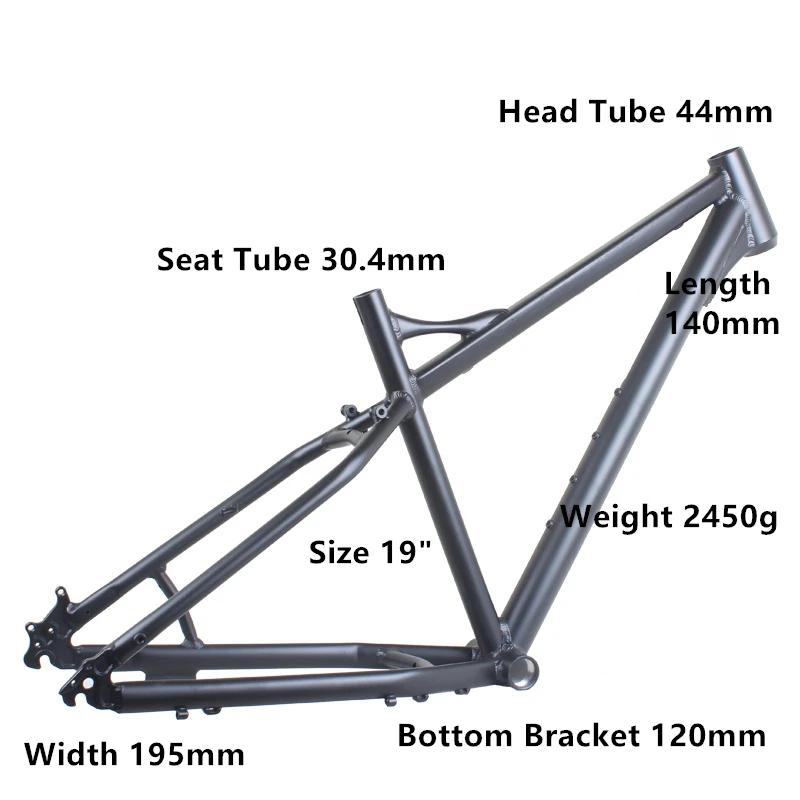 26 Inch Ultra-wide Snowmobile Aluminum Frame 26x4.0/4.5/4.9 Fat Tire Bike ATV Bicycle Fatbike Seat Post 30.4mm Weight 2450g