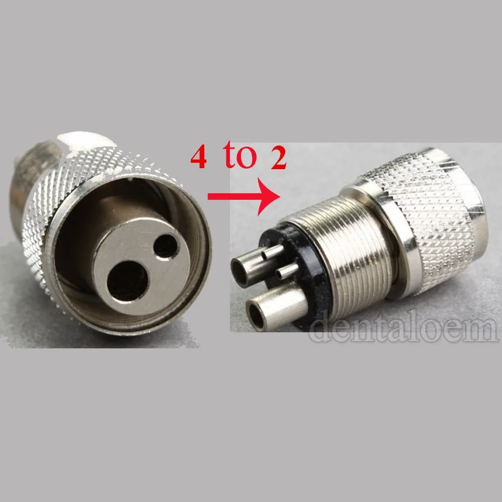 Adaptador de pieza de mano de turbina Dental de acero inoxidable, acoplador Dental plateado de 4H a 2H, convertidor de Motor, instrumentos bucales, electricista