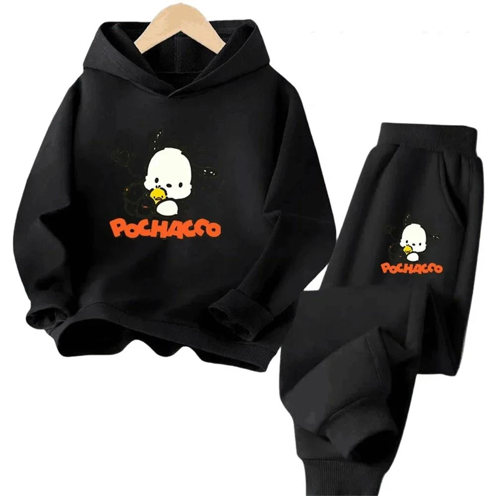 

Fahion Pochacco Trucksuit Cartoon Boys and Girls 3-14 Years Old Kawaii Street Casual Sweatshirt Children's Sports Hoodie Set