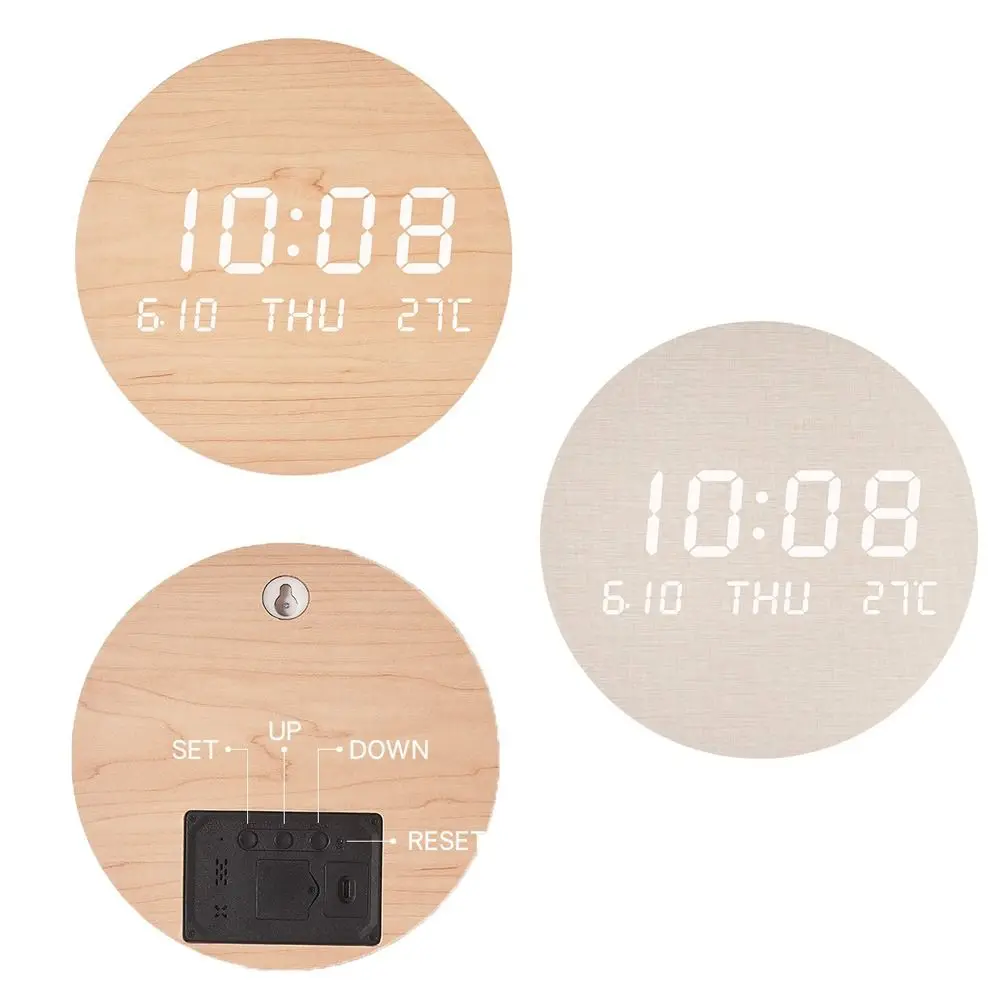Large Screen LED Digital Wall Clock Mute Function Simple Design Temperature Clock Smart Display Multi-function Display Clock