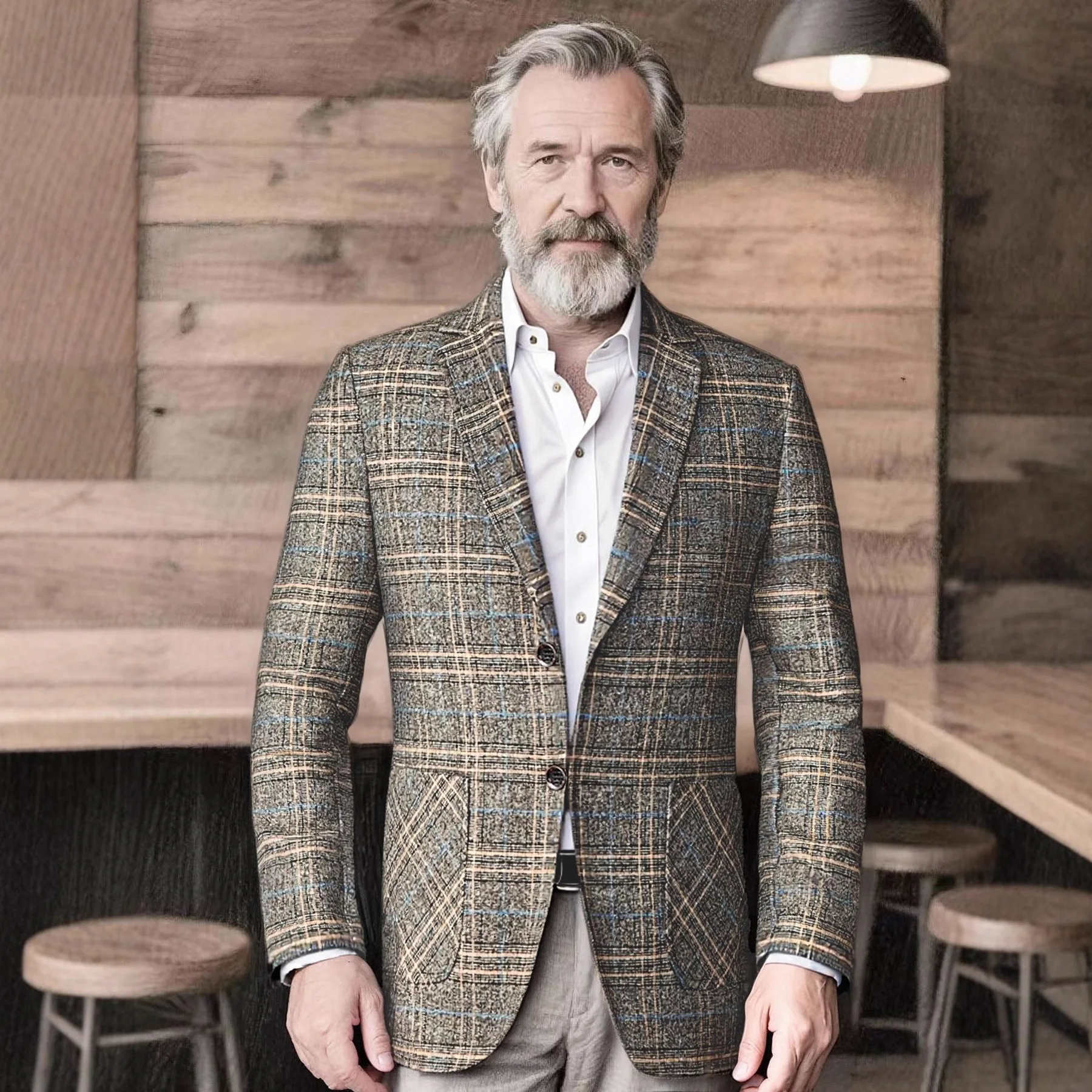 

Men's Blazer Business Life Thin Striped Middle-aged Single-piece Blazer