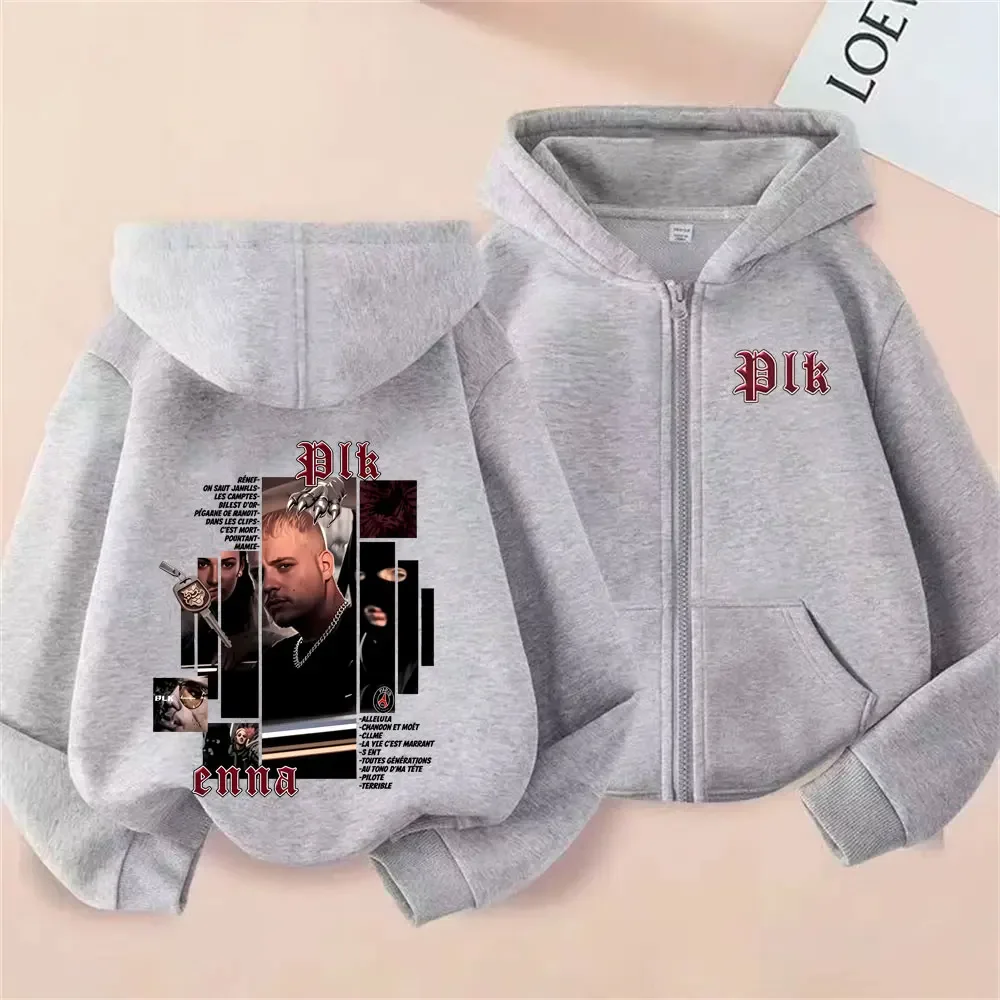Sudadera con capucha y cremallera con diseño de la portada del álbum de Plk, un rapero. Estilo hip-hop, moda urbana, música pop. Chaqueta con cremallera para hombre, ideal para un look casual y vintage.