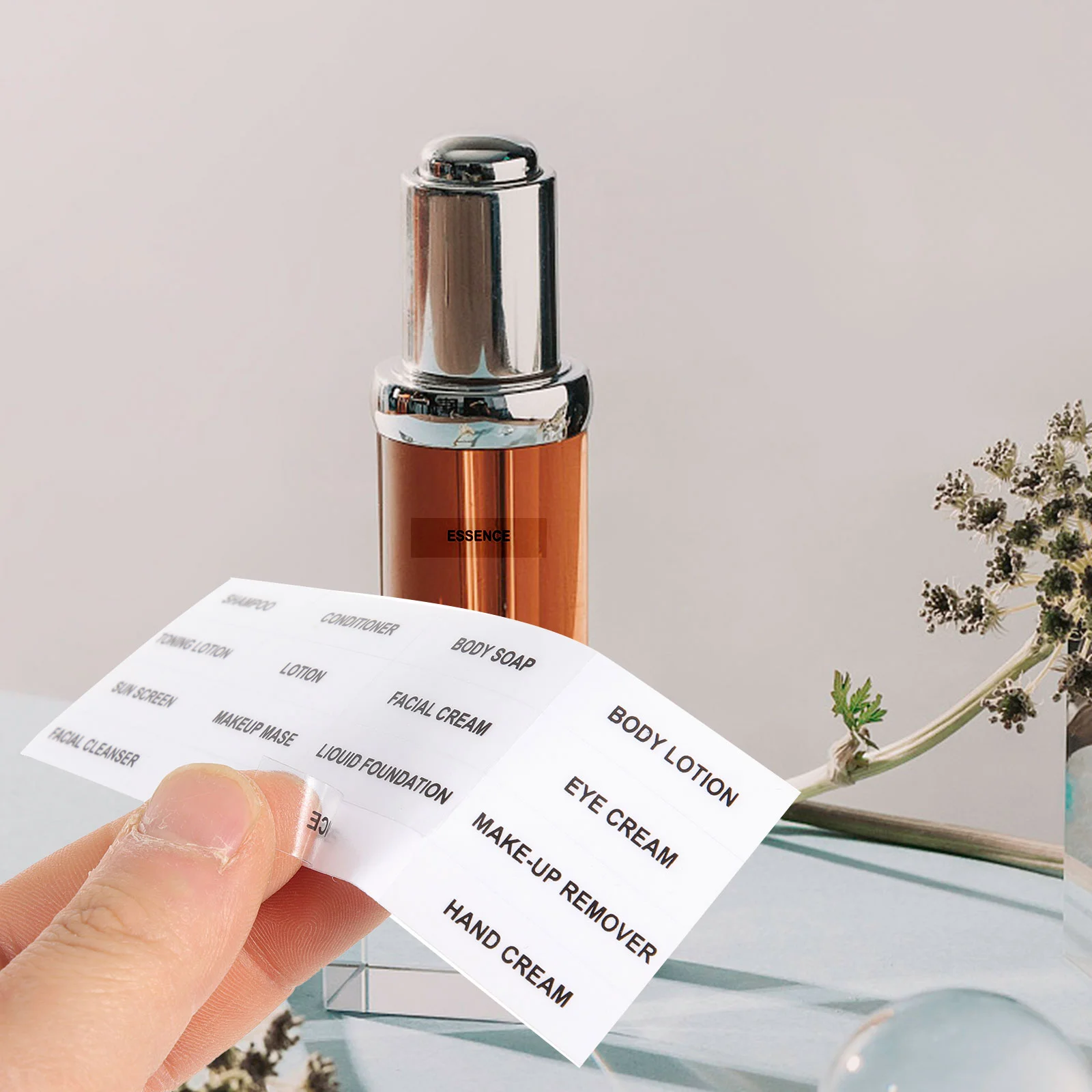 10 Pcs Makeup Labels Stickers Waterproof Sub-bottle Hand Soap Handwash Liquid Container