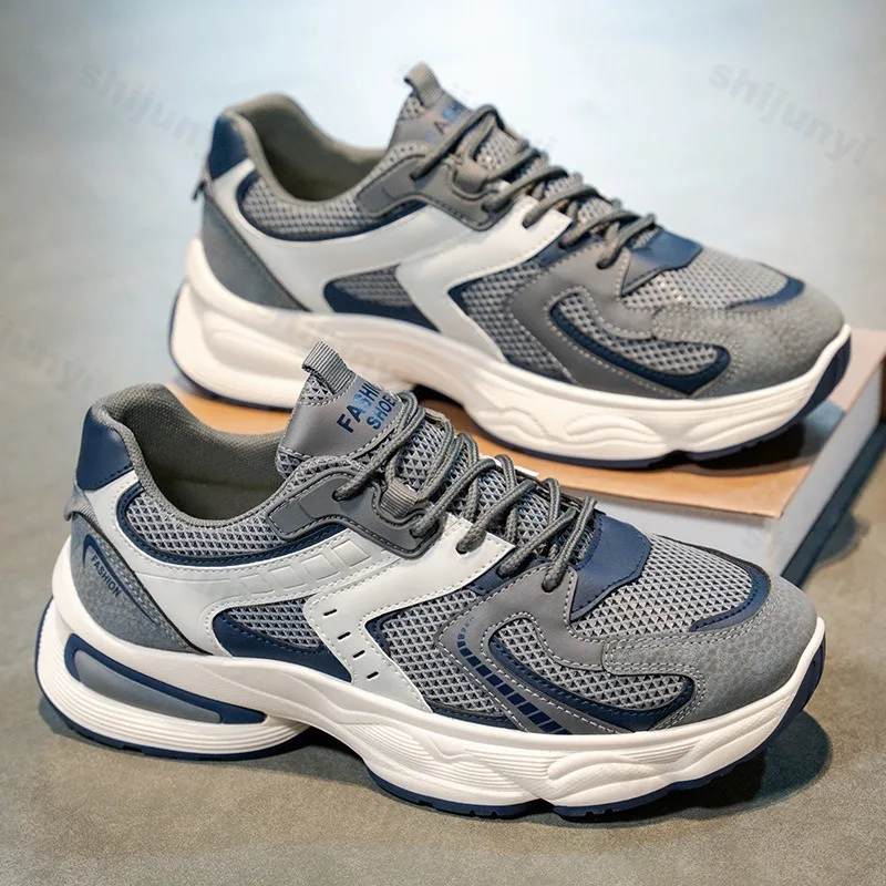 

Мужская летняя спортивная обувь, удобные нескользящие дышащие сетчатые полые кроссовки, модные спортивные кроссовки для бега на открытом воздухе с толстой подошвой