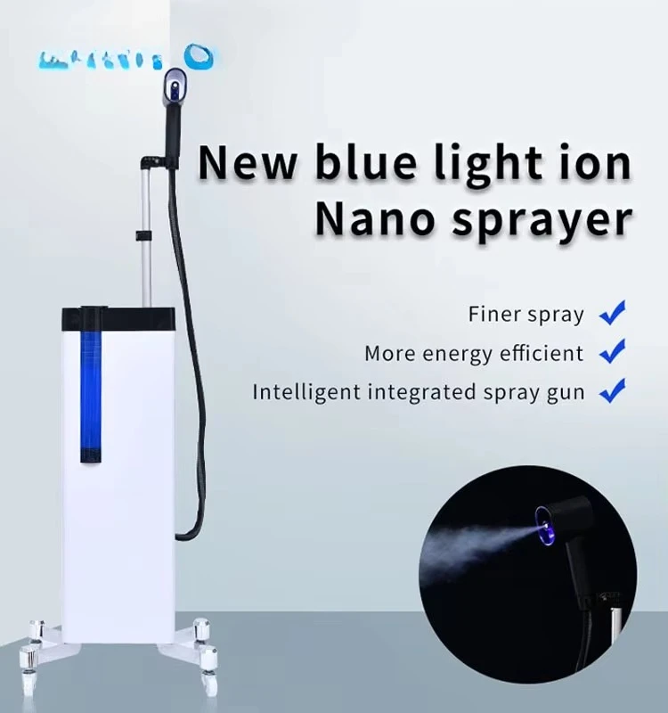 Macchina per vaporizzare i capelli con micro nebulizzazione per spruzzatore per capelli Nano a luce blu per il trattamento dei capelli