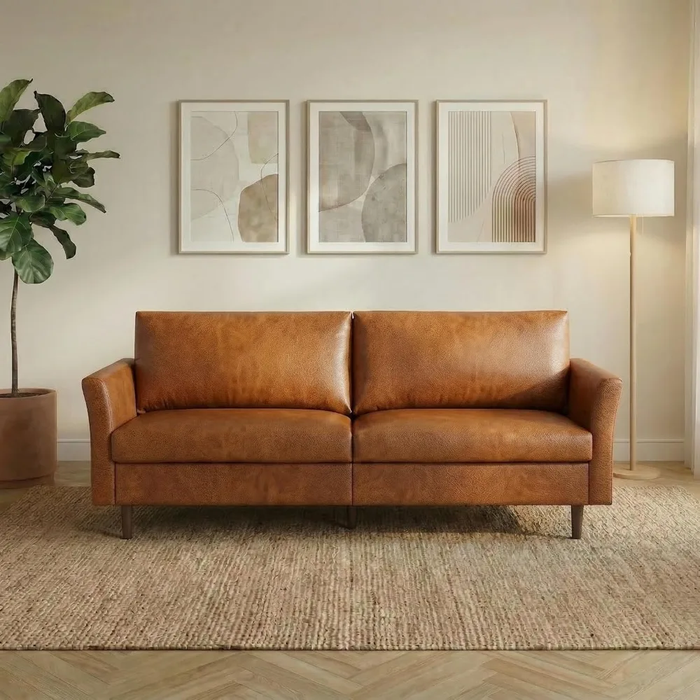 

Диван в стиле Mid-Century Modern, 80 дюймов, из искусственной кожи, для гостиной, спальни и офиса, черный, на заказ