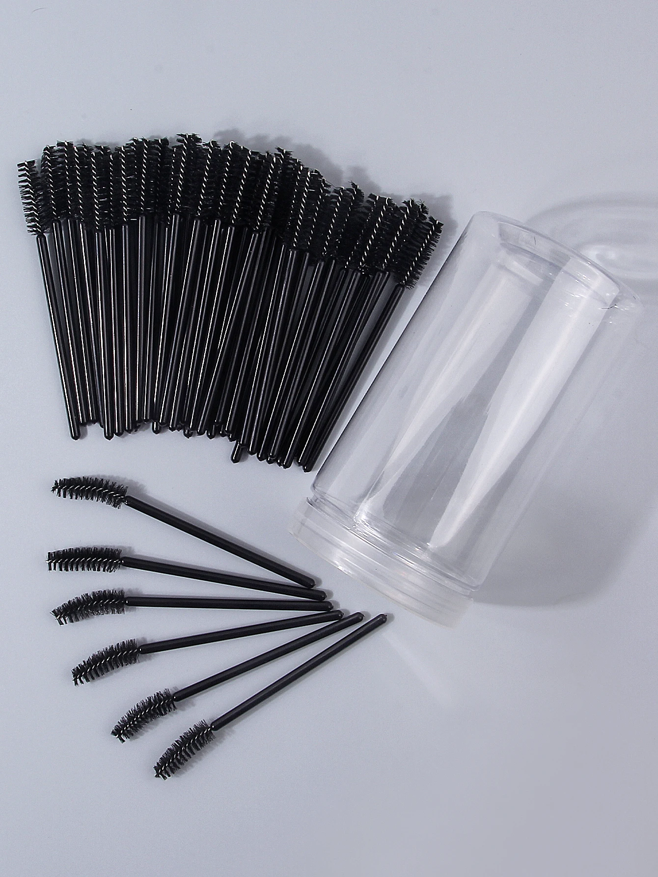 Juego de 50 peines para pestañas y brochas para cejas, conveniente para aplicar rímel y extender pestañas, herramienta de maquillaje portátil