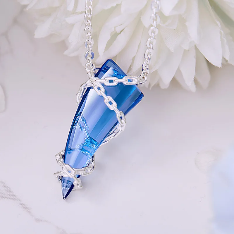 Re:Life in adifferent world from zero Re0 Rem Blue Corner Anime Necklace 925 Sterling Silver Pendant  Action Figure Gift