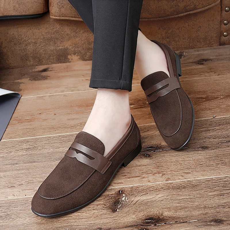 Brown men's flat loafers Classic Gentleman Elegant Style Daily office and driving Outdoor leisure business adult shoes New