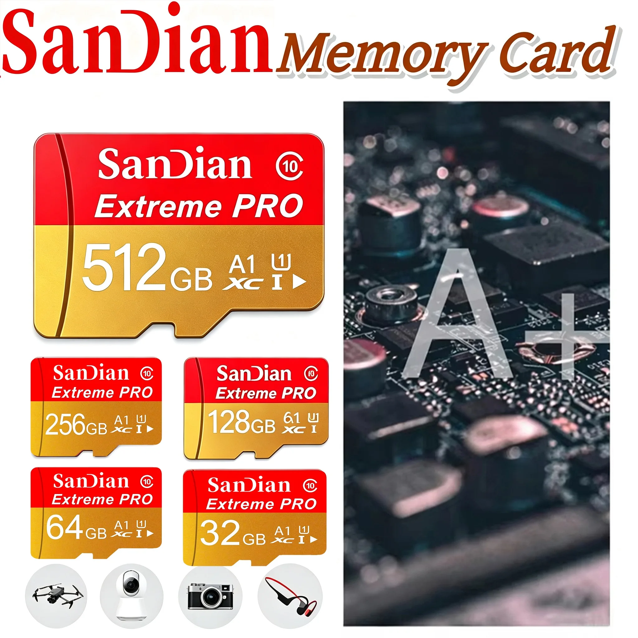 TF Cards 256GB 512GB SD Cards 32GB Micro TF SD Card 64GB Memory Card 8K for Driving Recorder/Smartphone/MP3 Player/Car DVR