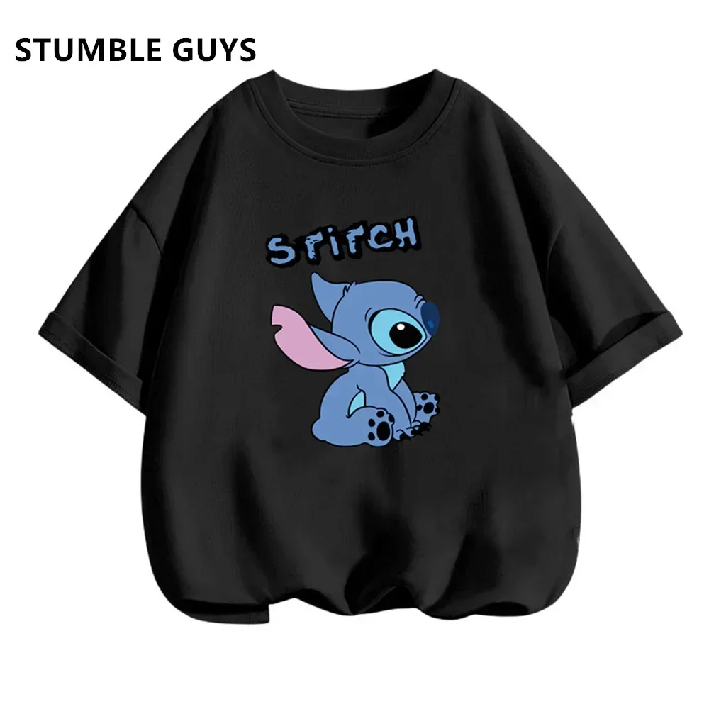 Children T-Shirt Set Kids Disney Lilo Stitch Cartoon T Shirt Stitch Cute Manga T-shirt Y2k Graphic Tshirt Girl Boys Trucksuit