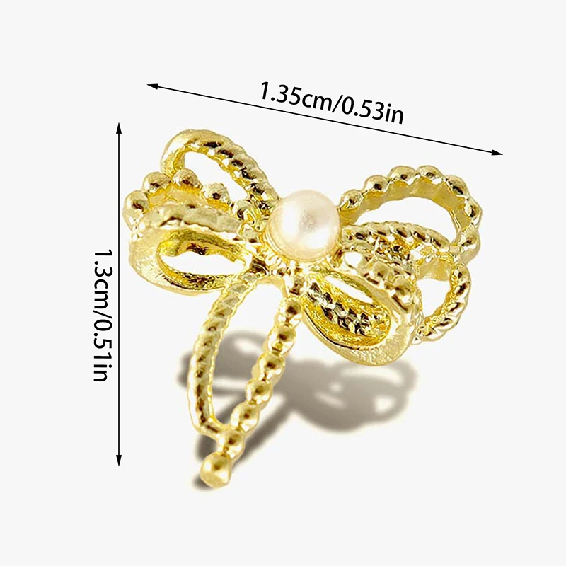 10Pcs Hollow Bowknot Nail Decoration Rhinestone Metal Gold Silver Nail Charms 3D Alloy Bow Tie Jewelry Manicure DIY Art Accessor