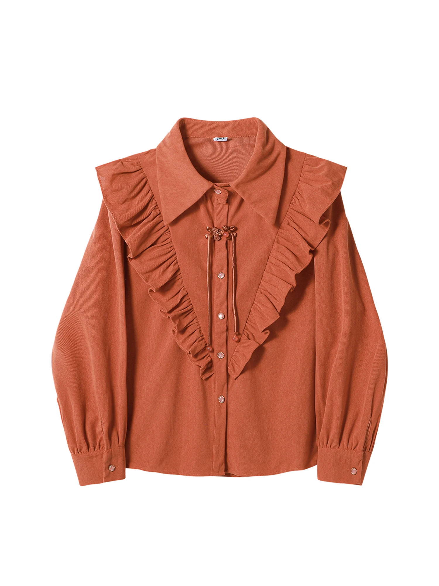 

Women's Orange Polo-Neck Shirts Blouses Y2k Vintage 2000s Elegant Aesthetic Long Sleeve Shirt Fashion Clothes Spring Autumn 2025